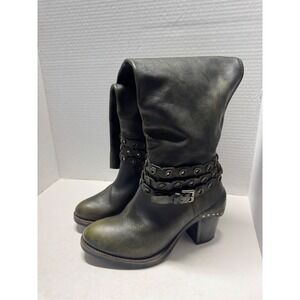 Felmini Premium Green Leather Studded Over The Knee Boots Portugal 36 6